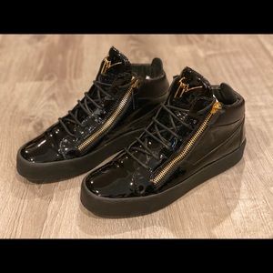 Giuseppe Zanotti Black Patent High-Top Sneaker US9